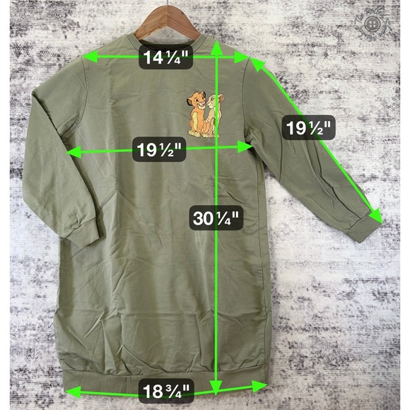 Vintage Disney Lion King Nightshirt Girls Medium Olive 90s Simba Sleep Shirt LCW - Picture 9 of 9